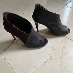 Halogen, rich dark brown leather and suede bootie